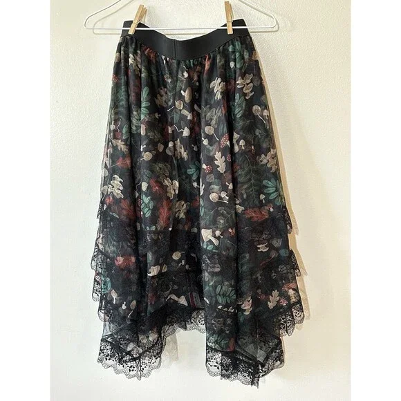 Romwe Lace Sheer Mushroom Skirt Size Med Cottagecore Fairycore - Picture 3 of 3